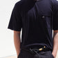 Coelle Apparel – Black Cotton T-Shirt with Pocket and Grommet Detail